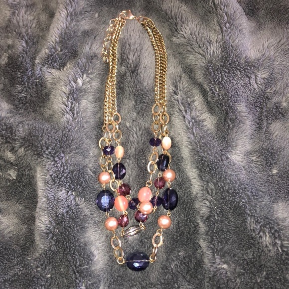 Beaded Triple Gold Chain Necklace - Picture 3 of 4